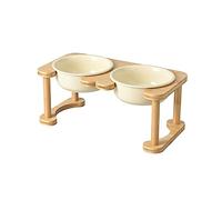 SPUNKYJUNKY Raised Dog Feeding Station Ceramic Raised Feeding Bowl for Dogs and Cats (800 ml, Beige)