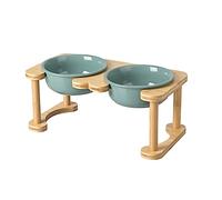 SPUNKYJUNKY Raised Dog Feeding Station Ceramic Raised Feeding Bowl for Dogs and Cats (800 ml, Dark Green)