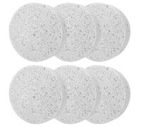 Spunspn 6Pcs Cellulose Sponges, Round Kitchen Clean Sponges Non-Scratch Compressed Dish Scrubber for Kitchen Household Cookware Bathroom Cleaning & DIY (4'' X 4'' X 1") - White