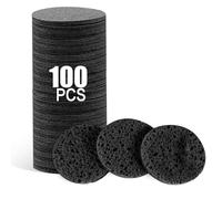 Spunspon 100-Count Facial Sponges Compressed Natural Cellulose Sponge Round Shape Face Sponge for Face Cleansing Exfoliating and Makeup Removal, Black