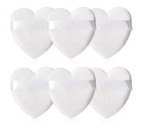Spunspon 6 Pieces Powder Puff Face Soft Heart Shape Makeup Puff for Loose Powder Mineral Powder Body Powder Velour Cosmetic Foundation Blender Sponge Beauty Makeup Tools, White