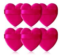 Spunspon 6 Pieces Powder Puff Face Soft Heart Shape Makeup Puff for Loose Powder Mineral Powder Body Powder Velour Cosmetic Foundation Blender Sponge Beauty Makeup Tools, Rose Red