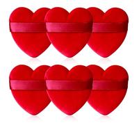 Spunspon 6 Pieces Powder Puff Face Soft Heart Shape Makeup Puff for Loose Powder Mineral Powder Body Powder Velour Cosmetic Foundation Blender Sponge Beauty Makeup Tools, Red