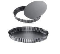 Spurleh 2-Pack Classic Quiche Tins Set: 22cm & 28cm Shallow Fluted Pans with Loose Base | Non-Stick Carbon Steel for Authentic French Quiche, Tarts & Flans | Elegant, Even Baking