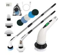 Spurno Electric Scrubbing Brush For Cleaning With 8 Replaceable Brush Heads with rod, Electric Cleaning Brush Scrubber 500 RPM, Power Spin Scrubber Shower, Floor scrubbing, Electric Spin Scrubber UK