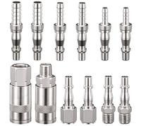 Spurtar 12 pcs Air Line Connectors, 1/4" BSP Air Compressor Fittings with Male Female Thread, Airline Fittings with Hose Barb for 6, 8 & 10mm Hose