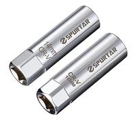 Spurtar 14mm 16mm Spark Plug Socket Set Thin Wall 12-Point 3/8-Inch Drive | Spark Plug Tool Set, with Spring Clips, 2pcs Cr-V Steel Tool, Fits BMW Peugeot Benz Nissan Cars Motorcycle Auto SUV ATV