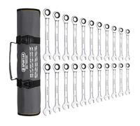 Spurtar 22 Pieces Ratchet Spanner Set Ratchet Wrenches Set 6-18mm & 1/4''-3/4'' Ratcheting Wrench Set 72 Teeth CR-V Steel Mirror Finish Combination Wrench Sets with Portable Carrying Bag