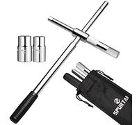 Spurtar 25" Wheel Brace Nut Wrench, 1/2 Drive, 17/19mm 21/23mm Sockets | Extended Car Wheel Wrench, 4 Way Locking Tire Nut Removal Tool with Canvas Pouch For Car Van Truck Caravan Tire Remove