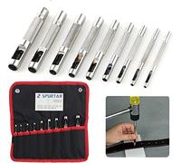 Spurtar 9 Pcs Steel Hollow Punch Set 2.5-10mm Heavy Duty Round Leather Hole Punching Tool for Watch Cloth Belt Gaskets w/Storage Bag