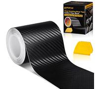 Spurtar Carbon Fibre Vinyl Wrap, Black, 7.6CM X 6M, Chrome Delete Tape | Air-Release Adhesive, Chrome 3D, Car Door Edge Guard, Blackout Tape, For Cars Motorcycle DIY