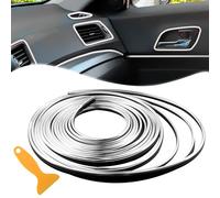 Spurtar Chrome Silver Car Accessories for Men Trim Strips - Car Decorations Interior Gadgets for Women Dashboard Auto Mods DIY Strip with Installing Tool, 5M/16.4FT