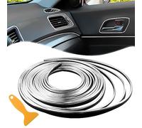 Spurtar Chrome Silver Car Interior Decorative Trim for Men Women Strips - Car Decorations Interior Gadgets Accessories for Women Dashboard Auto Mods DIY Strip with Installing Tool, 10M/32.8FT