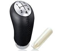Spurtar Clio 3 Gear Shift Knob 5 Gear for Renault Clio III 2005-09, Megane 2 Laguna 2 2003-09, Clio 4 2012-19 with Adapter, Black PU Leather