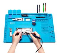 Spurtar Soldering Mat, Soldering Station 45 x 30 cm 500℃ Heat-Resistant Silicone Work Mat, Anti Static Magnetic Electronics Repair Silicone Pad for Electronic, Soldering, Phone Laptop Watch Repair