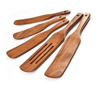 Spurtle Set,Wooden Spurtle Set of 5,Wooden Spoons for Cooking, Natural Teak Wooden Spatula for Cooking, Stirring, Mixing, Serving,Spurtles Kitchen Tools As Seen On Tv, Sourdough Starter Spatula