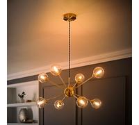 Sputnik Adjustable Drop 8 Way Glass Ceiling Pendant Light with Bulbs ValueLights Gold One Size