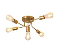 Sputnik Ceiling Light, 5 Lights E27 Vintage Gold Flush Mount, Flush light fittings ceilings Modern Sputnik Chandelier Living Room Lights Ceiling for Kitchen Bed & Dining Room Office-Energy Class E