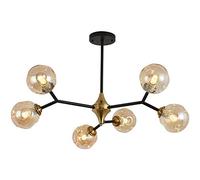 Sputnik Chandelier 10 Lights Gold Chandelier Adjustable Arms Mid Century Pendant Lighting Vintage Industrial Ceiling Light Fixture for Living Room,Smoke Gray,6 Lights