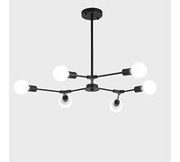 Sputnik Chandelier 6 Lights E27 Chandelier Mid Century Pendant Lighting Adjustable Ceiling Light Fixture for Hallway Bar Kitchen Dining Room-Black 6 Lights