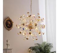 Sputnik Chandelier, Modern Pendant Lamp with Crystal Flowers, Firework Light Fixture for Bedroom, Dining Room, Living Room, Kitchen Island