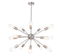 Sputnik Chandeliers 15-Light,Brushed Brass Pendant Lighting Industrial Vintage Mid Century Gold Ceiling Light Fixture Flush Mount Adjustable Height for Kitchen Dining Room Bedroom Mad