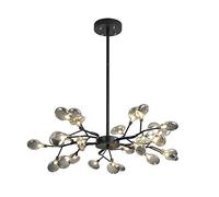 Sputnik Firefly Chandelier,Modern Adjustable Height Light Fixture Hand Blow Glass Shade Molecule Pendant Lighting G4 Blub Ceiling Light Suitable For Living Room(Black,30-lights)