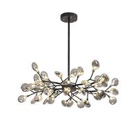 Sputnik Firefly Chandelier,Modern Adjustable Height Light Fixture Hand Blow Glass Shade Molecule Pendant Lighting G4 Blub Ceiling Light Suitable For Living Room(Black,54-lights)
