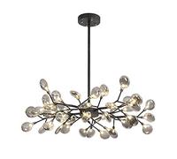Sputnik Firefly Chandelier,Modern Adjustable Height Light Fixture Hand Blow Glass Shade Molecule Pendant Lighting G4 Blub Ceiling Light Suitable For Living Room(Black,45-lights)