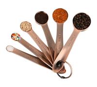 SPUVGVC Copper Measuring Spoons Set, Stainless Steel Measuring Spoons Set 6, Metal Measuring Spoons for Baking, Both Imperial & Metric Measuring Spoons for Liquid&Dry, Nesting Kitchen Measuring Tools