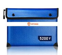 SPVIOQI Upgraded Fireproof Document Bag - 14.2"x11" with 5200°F Heat Insulated, 8 Layers of Functional Materials, Water & Fire Proof with Zipper/Metal Snap/Reflective Strip