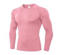 SPVISE 1 or 3 Pack Men's Compression Shirts Long Sleeve Workout Gym T-Shirt Running Top Cool Dry Sports Baselayer Undershirts, 1 Pack# Petal Pink, Medium