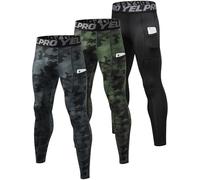 SPVISE 2 or 3 Pack Compression Pants Men Running Leggings Workout Base Layer Athletic Tights with Pockets for Gym Basketball, Camo Black+camo Green+black, XXL