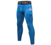 SPVISE Compression Pants Men Leggings for Sports Gym Cool Dry Athletic Tights Base Layer for Running Football Basketball Yoga, B# Blue (Phone Pocket), X-Large