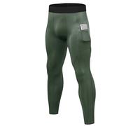 SPVISE Compression Pants Men Leggings for Sports Gym Cool Dry Athletic Tights Base Layer for Running Football Basketball Yoga, B# Army Green (Phone Pocket), Medium