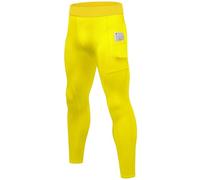 SPVISE Compression Pants Men Leggings for Sports Gym Cool Dry Athletic Tights Base Layer for Running Football Basketball Yoga, B# Golden Yellow (Phone Pocket), Medium