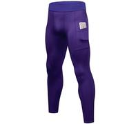 SPVISE Compression Pants Men Leggings for Sports Gym Cool Dry Athletic Tights Base Layer for Running Football Basketball Yoga, B# Purple (Phone Pocket), Small