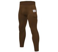SPVISE Compression Pants Men Leggings for Sports Gym Cool Dry Athletic Tights Base Layer for Running Football Basketball Yoga, B# Brown (Phone Pocket), Large