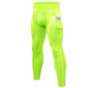 SPVISE Compression Pants Men Leggings for Sports Gym Cool Dry Athletic Tights Base Layer for Running Football Basketball Yoga, B# Fluorescent Green (Phone Pocket), Medium