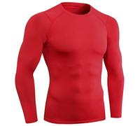 SPVISE Cool Dry Compression Shirt for Men Long Sleeve Workout Running T-Shirt Gym Tops Breathable Sports Baseball Undershirts, B15# Red, Large