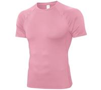 SPVISE Men's Compression Shirt Short Sleeve Workout Gym Top Cool Dry Athletic Base Layer Undershirt T-Shirt for Sport Running, Petal Pink, Large