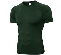 SPVISE Men's Compression Shirt Short Sleeve Workout Gym Top Cool Dry Athletic Base Layer Undershirt T-Shirt for Sport Running, Dark Green, S