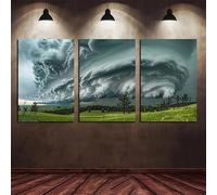 SPXLUCAU 3pc Intense Thunderstorm Over Custer State Park, South Dakota - Dramatic Cloud Scenes, for Living Room(20x30cmx3/No frame)