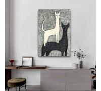 SPXLUCAU Both Animals Viewed From The Side, Funny Canvas Wall Decor for Bathroom(60x80cm/No frame)