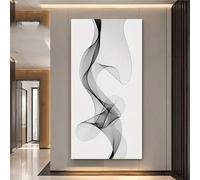 SPXLUCAU Large Canvas Wall Art Modern Black White Abstract Wave Canvas Painting - Minimalist Beige White Gray Tones(80x120cm/No frame)