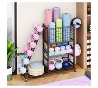 SPXMQSS Workout Equipment Storage, Dumbbell Rack Stand, Multifunctional Weight Rack Home Gym Storage for Dumbbells, Yoga Mat, Fascia Roller, Kettlebell and Yoga Block Black