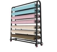 SPXTOM 200cm Vinyl Cart Mobile Rack, Metal, Heavy Duty Textile Storage Stand, Wire Spool Organizer Holder with Wheels, Commercial, for Leather Roll/Window Film/Wallpaper Disp(175cm,20rods)