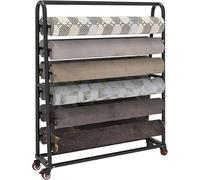 SPXTOM Commercial Vinyl Cart Mobile Rack, Metal, Adjustable Hanging Rod, Heavy Duty Textile Storage Stand, Wire Spool Organizer Holder with Wheels, 16/18/20 Rolls(165cm,20rods)
