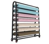 SPXTOM Commercial Vinyl Cart Mobile Rack, Metal, Heavy Duty Textile Storage Stand, Wire Spool Organizer Holder with Wheels, for Leather Roll/Window Film/Wallpaper Disp(175cm,18rods)