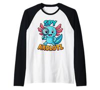 Spy Axolotl Blue Kawaii Detective Secret Agent Costume Boys Raglan Baseball Tee